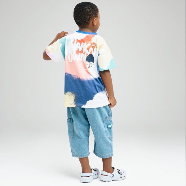 Denim Rainbow Shorts and Tee Set - Image 2
