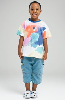 Denim Rainbow Shorts and Tee Set
