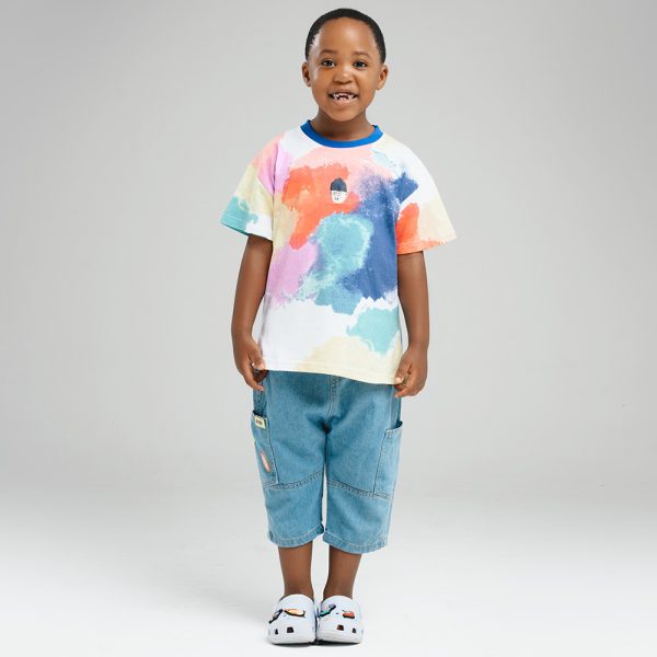 Denim Rainbow Shorts and Tee Set